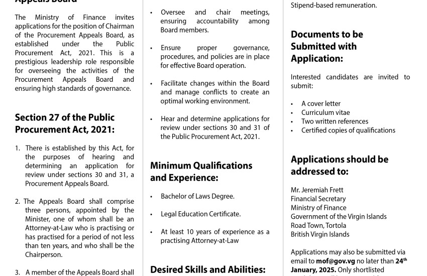Chairman, Procurement Appeals Board 2