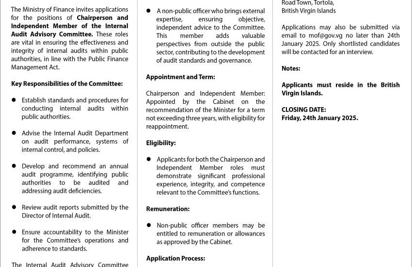 VAC ANCY NOTICE INTERNAL AUDIT ADVISORY COMMITTE 2