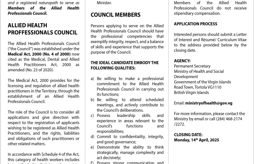 Vacancy Notice Allied Health Professionals Council 2