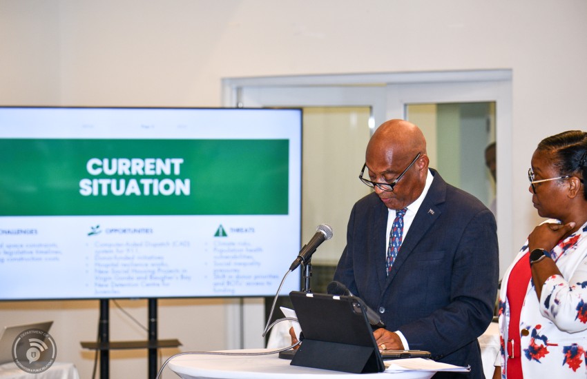 Minister for Health and Social Development Honourable Vincent O. Wheatley and Permanent Secretary Ms. Tasha Bertie