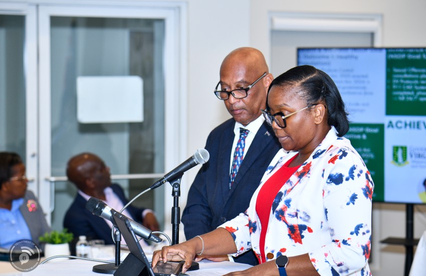Minister for Health and Social Development Honourable Vincent O. Wheatley and Permanent Secretary Ms. Tasha Bertie