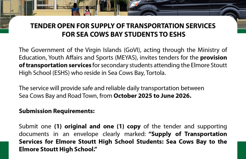 Tender for Transportation of Sea Cows Bay Students to ESHS