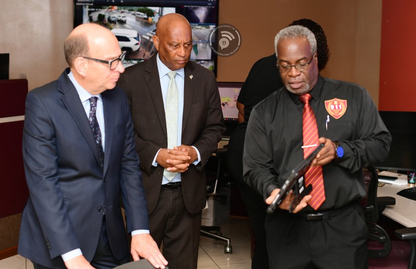 Director of 911 Russel Jones, Honourable Wheatley and Governor Pruce 2