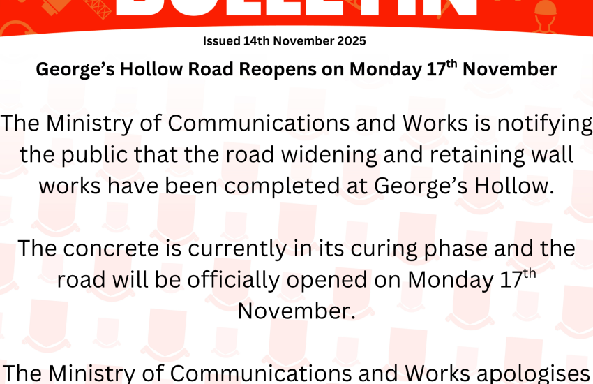 George’s Hollow Road Reopens on Monday 17th November