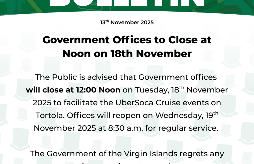 Government Offices to Close at Noon on 18th November