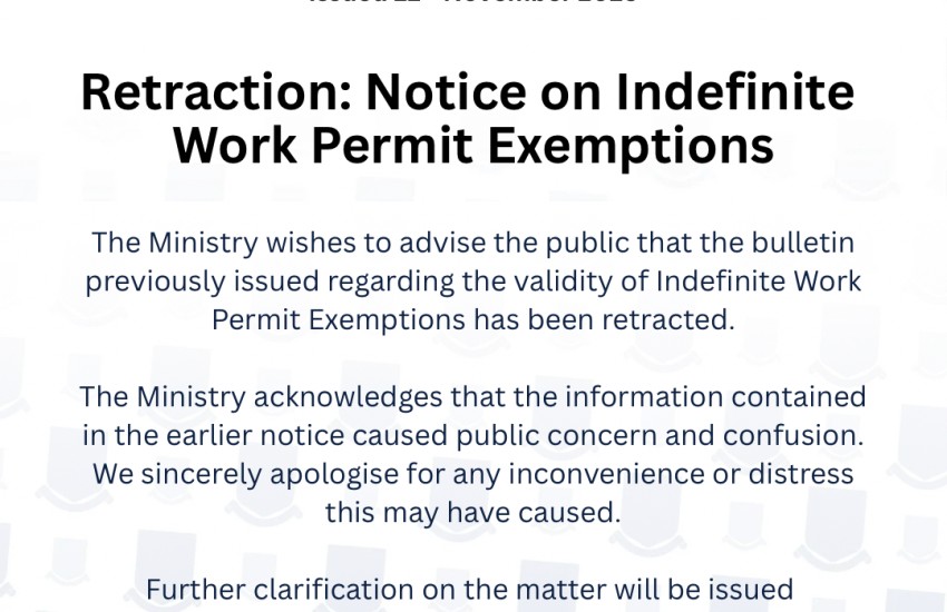 UPDATE Notice on Indefinite Work Permit Exemptions