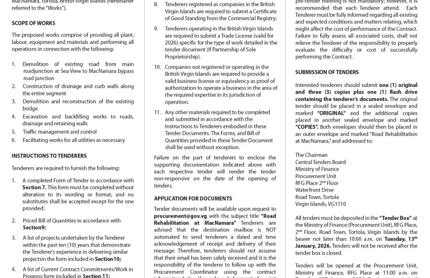 MacNamara Development Project Tender 