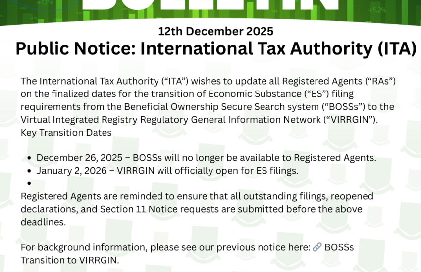 Transition of Economic Substance Filings from BOSSs to VIRRGIN