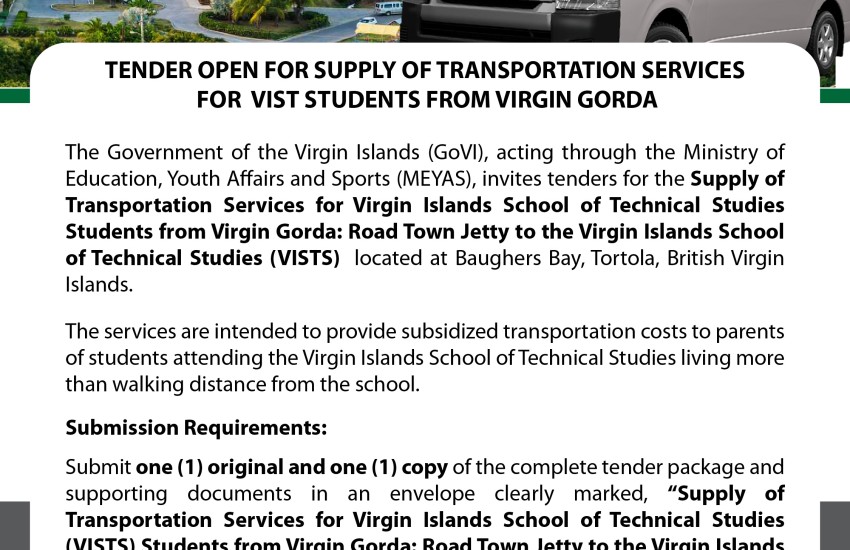 Supply of Transportation Services for VISTS Students from Virgin Gorda