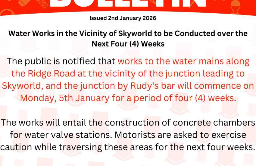 Water Works in the Vicinity of Skyworld to be Conducted in the Next Four (4) Weeks
