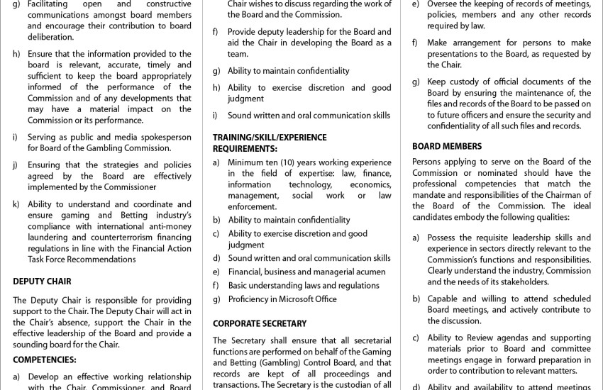 Gaming and Betting Commission Vacancy 2