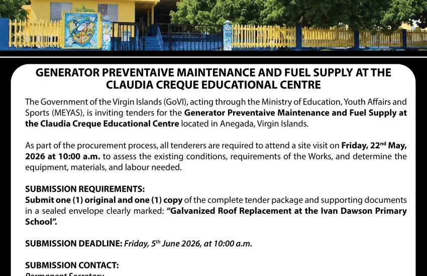 Generator Preventaive Maintenance and Fuel Supply at the Claudia Creque Educational Centre
