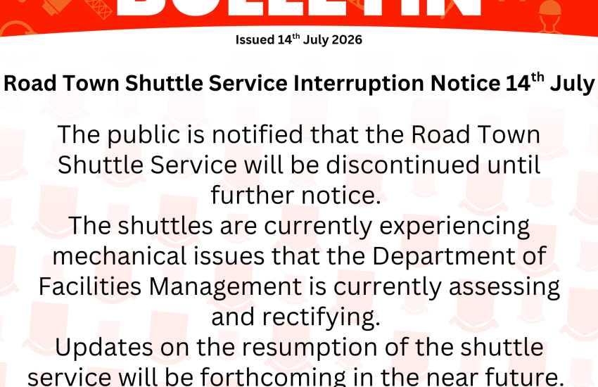 Road Town Shuttle Service Interruption Notice 14 July