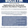 Bulletin - Applications for the Student Vacation Visa Waiver Programme