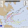 NOAA's map of all named storms and hurricanes of the 2025 Atlantic Hurricane Season.