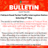 Fishlock Road Partial Traffic Interruption Notice Saturday 9th May