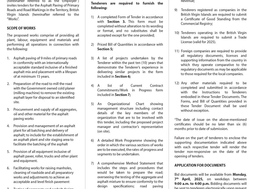 News Release No. 13 Asphalt Paving from West End to Road Town 3