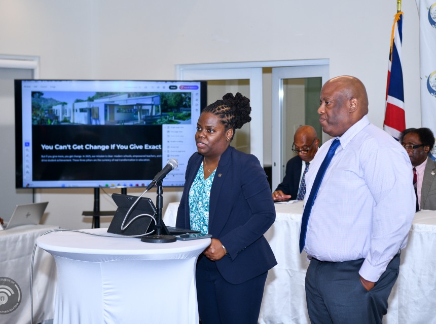 Hon. Sharie de Castro and Acting Permanent Secretary Claude Kettle