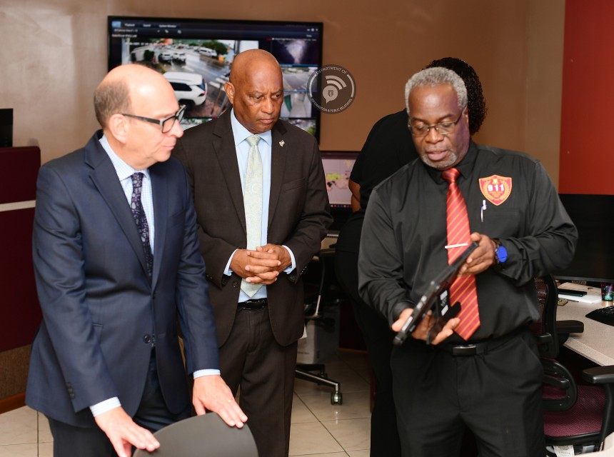 Director of 911 Russel Jones, Honourable Wheatley and Governor Pruce 2
