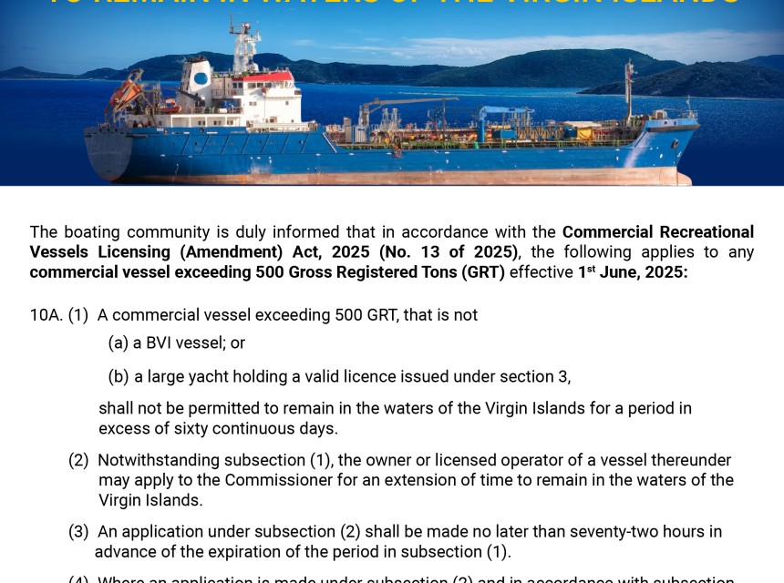 Commercial Vessels on Limited time in the Virgin Islands