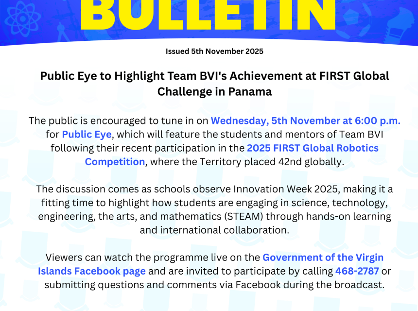 Bulletin-Public Eye to Hghlight Team BVI Achievement in Panama