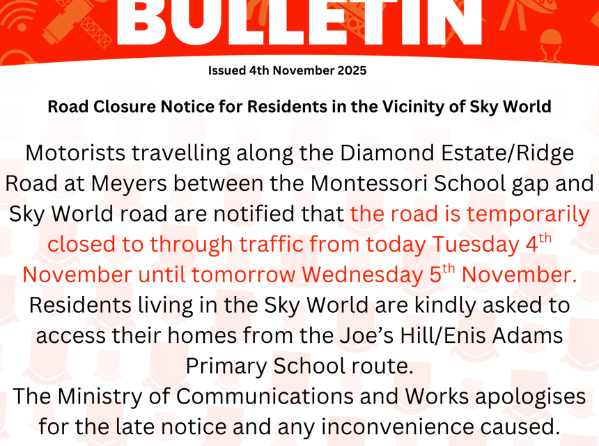 Road Closure Notice for Residents in the Vicinity of Sky World
