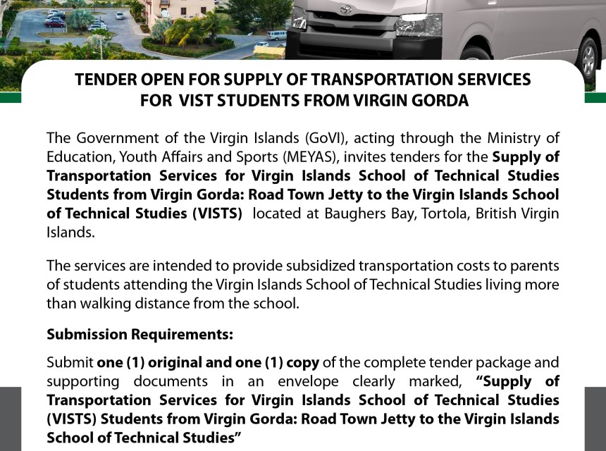 Supply of Transportation Services for VISTS Students from Virgin Gorda