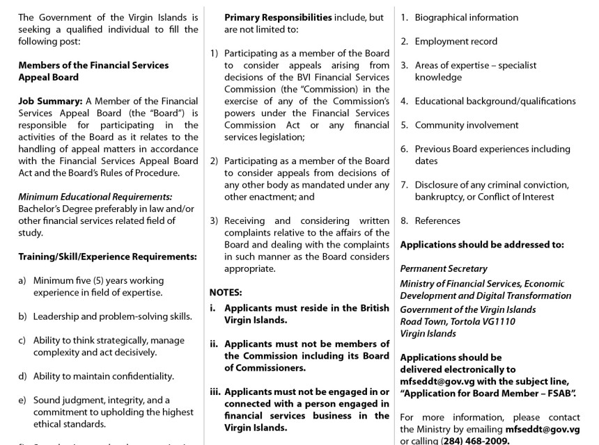 Member of the Financial Services Appeal Board Jan 20-26_Ad1