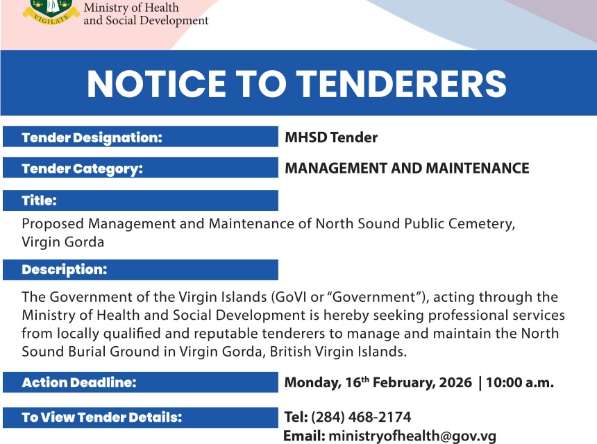 Notice to Tenderers Government Invites Tenders for Management and Maintenance of North Sound Cemetery