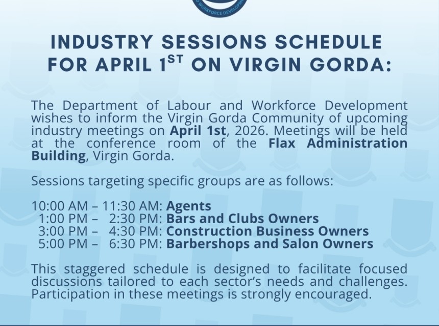Bulletin_Virgin Gorda Industry Meetings April 1