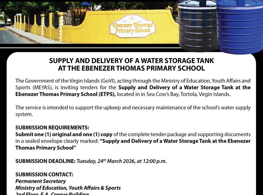 Supply and Delivery of a Water Storage Tank at the Ebenezer Thomas Primary School 